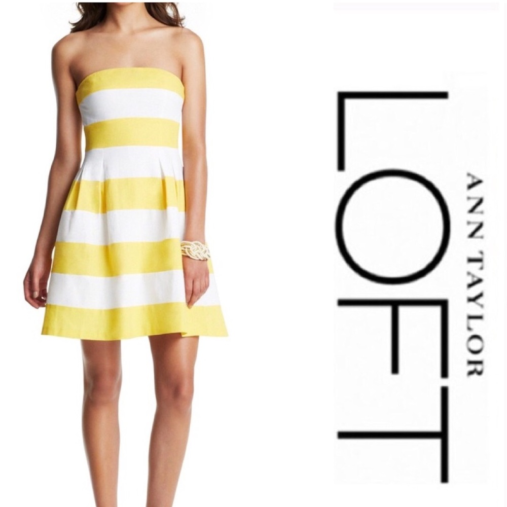 LOFT striped strapless dress